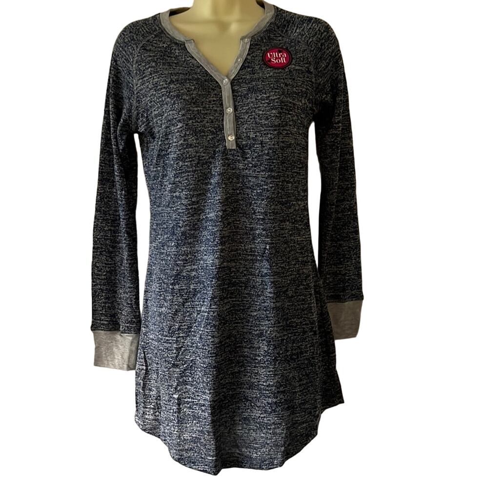 Blue Marled Knit Nightshirt Junior small Nightgown Sleepshirt